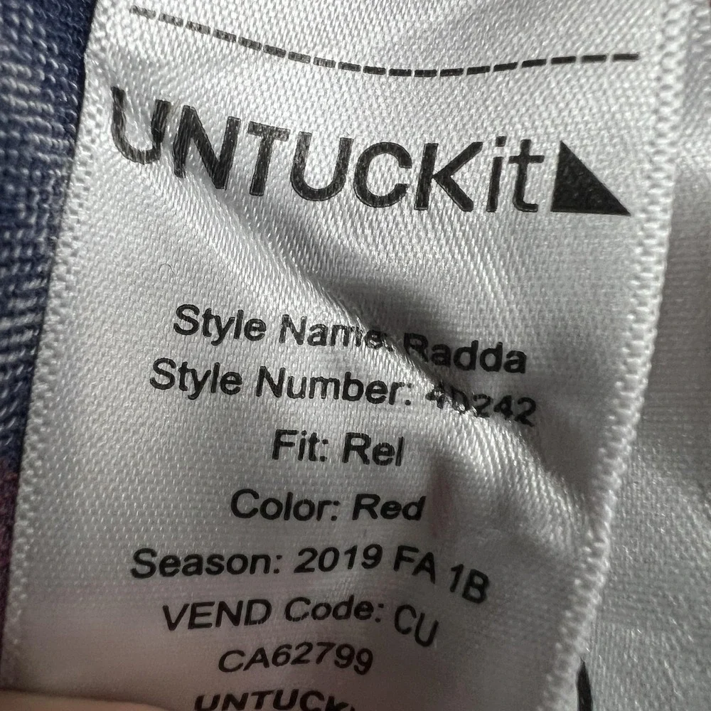 UNTUCKit Shirt Mens XL Red Blue Plaid Radda Relaxed Fit Long Sleeve Button Front